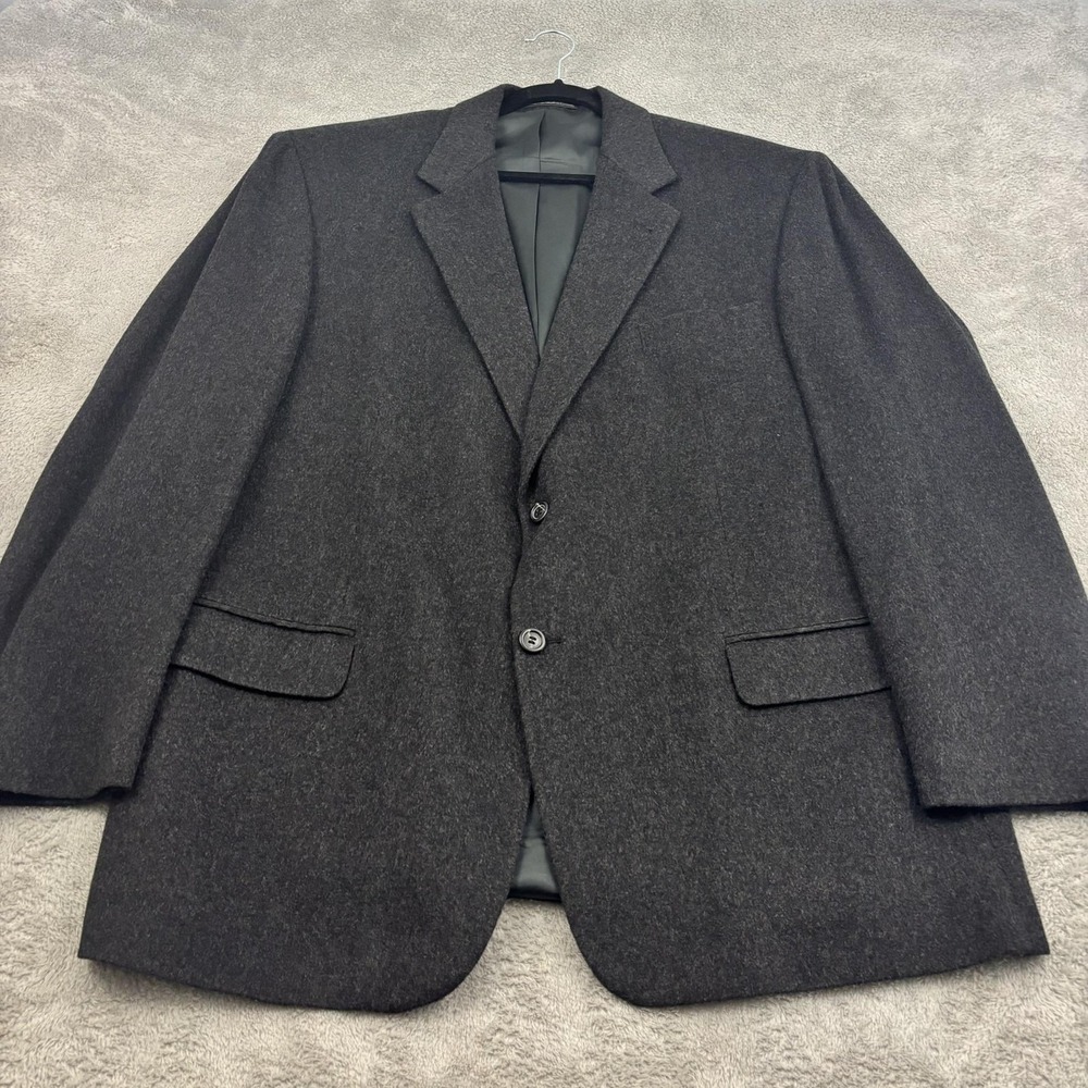 VTG‎ Pronto Uomo 100% Cashmere Sport Coat Blazer Mens 48R Dark Gray Academia